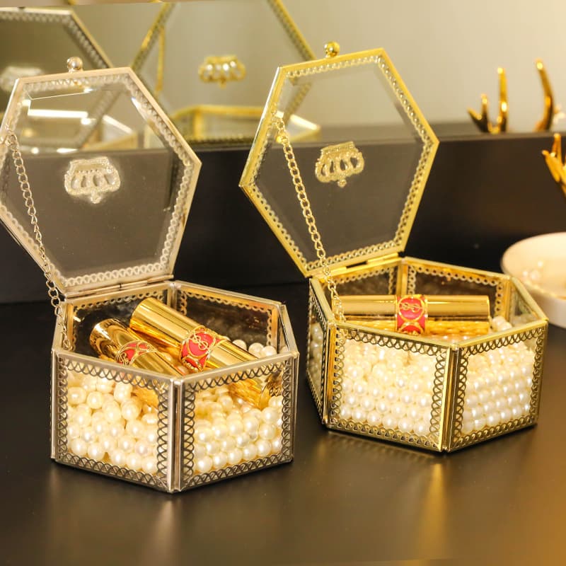 ジュエリーボックス ジュエリーボックス 六角形アクリル宝石箱