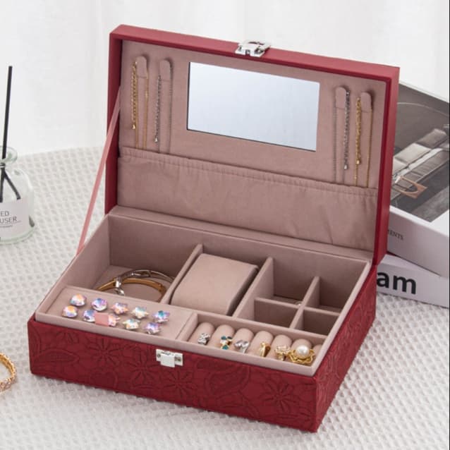 ジュエリーボックス 上品な花柄 布製アクセサリー収納ケース