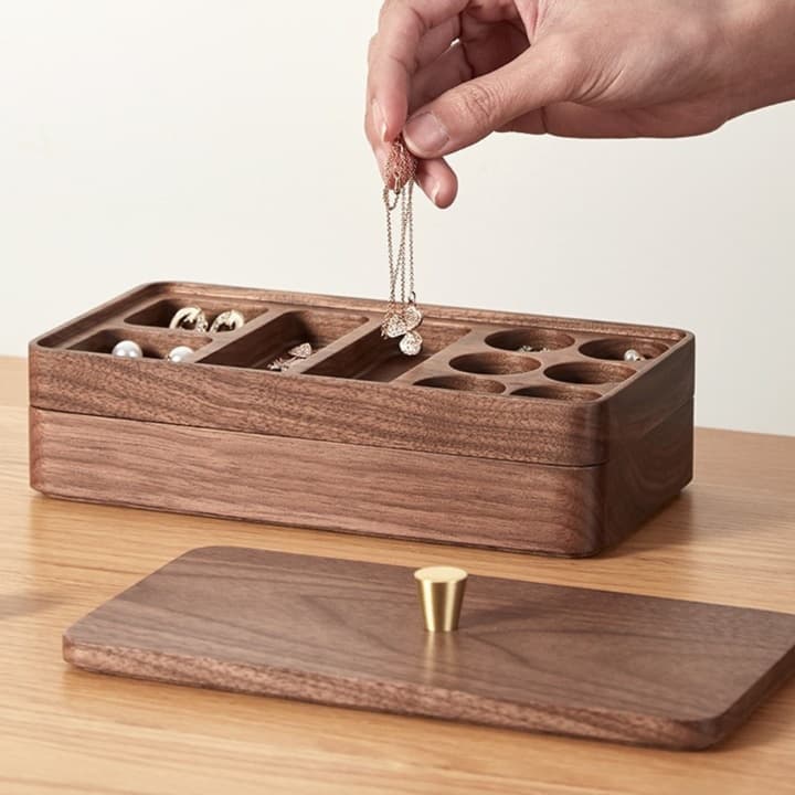 雅 二段重ね細工入りジュエリーボックス