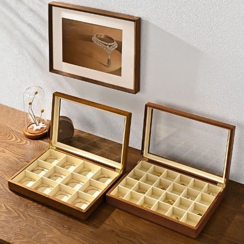 重ねて収納できる木製ジュエリーボックス