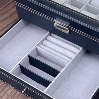 ジュエリーボックス アクリル製二段式透明窓付き腕時計収納付きジュエリーボックス