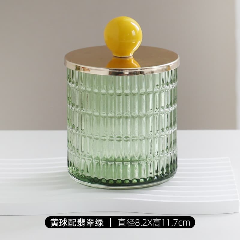 ガラス製　カラフルな可愛い蓋付き小物入れ