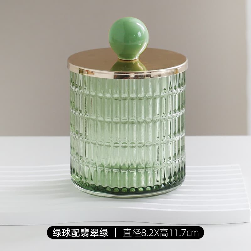 ガラス製　カラフルな可愛い蓋付き小物入れ