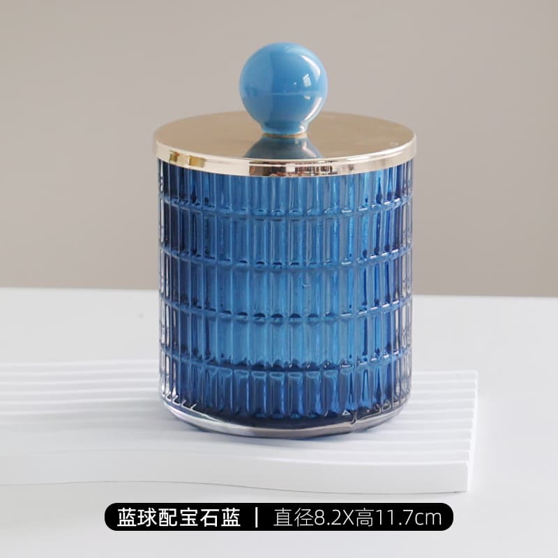 ガラス製　カラフルな可愛い蓋付き小物入れ