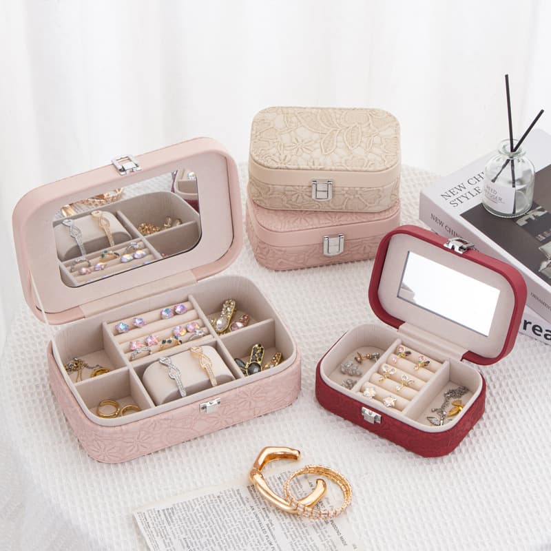 ジュエリーボックス 上品な花柄 布製アクセサリー収納ケース