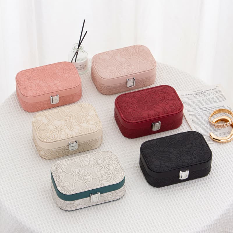 ジュエリーボックス 上品な花柄 布製アクセサリー収納ケース