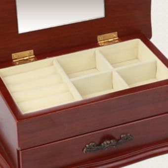 ジュエリーボックス 木製格調高い引き出し付きジュエリーボックス